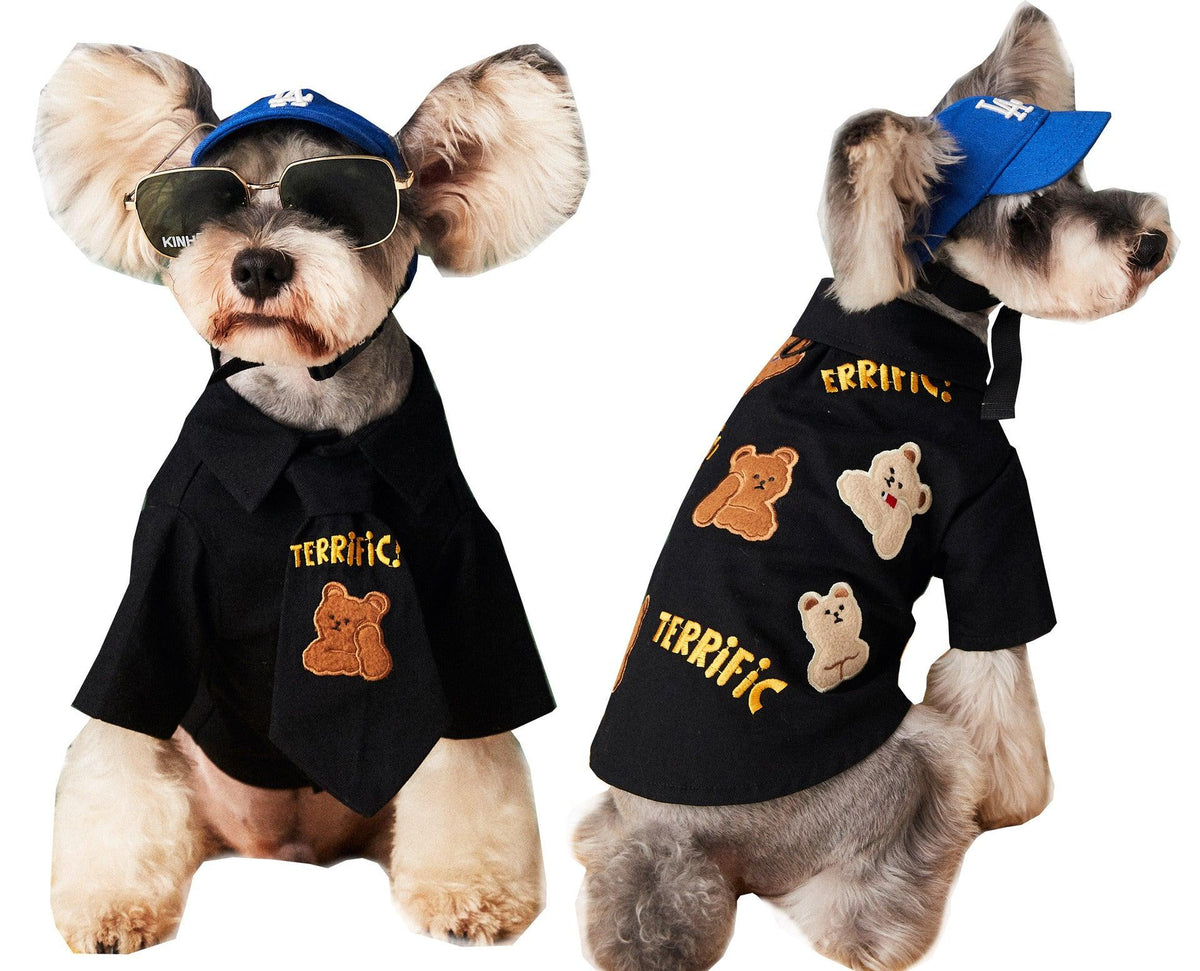 Trendy And Handsome Cotton Shirt With Tie For Small And Medium-Sized Dog Pets-1