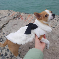Cozy Chic Plush Bow Dog Coat - Stylish Spring And Autumn Pet Attire-0