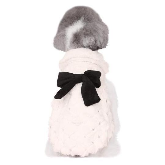 Cozy Chic Plush Bow Dog Coat - Stylish Spring And Autumn Pet Attire-1