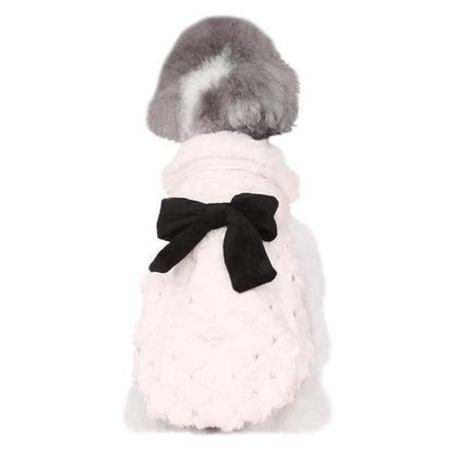 Cozy Chic Plush Bow Dog Coat - Stylish Spring And Autumn Pet Attire-1
